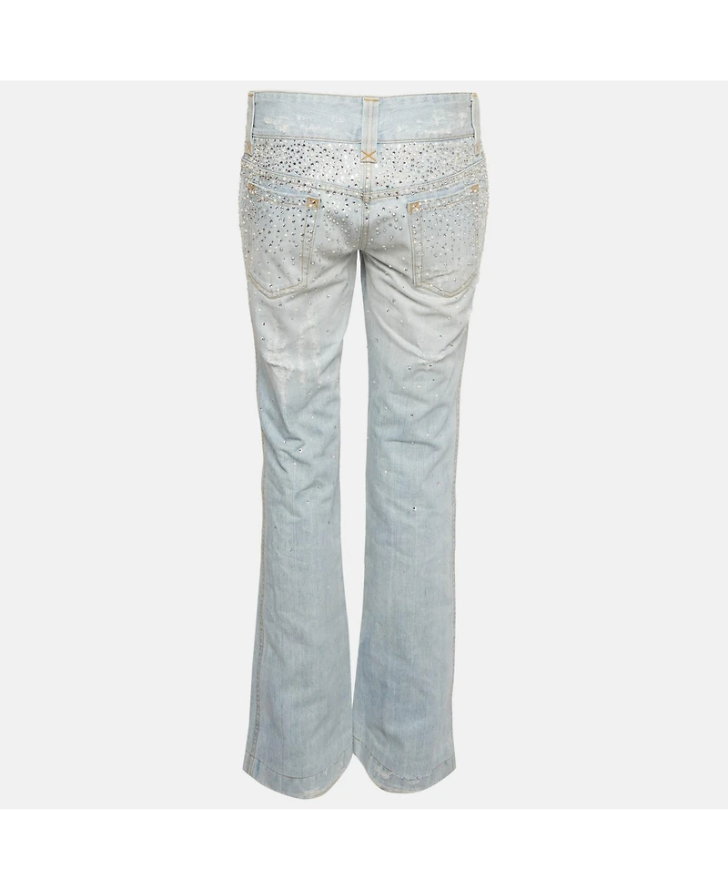 Pre-Owned Dolce & Gabbana Women's Mid-Rise Rhinestone Boot-Cut Jeans