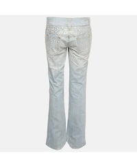 Pre-Owned Dolce & Gabbana Women's Mid-Rise Rhinestone Boot-Cut Jeans