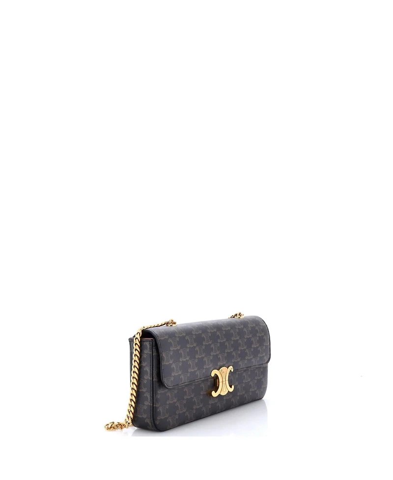 Pre-Owned Celine Medium Triomphe Chain Shoulder Bag Triomphe Coated Canvas