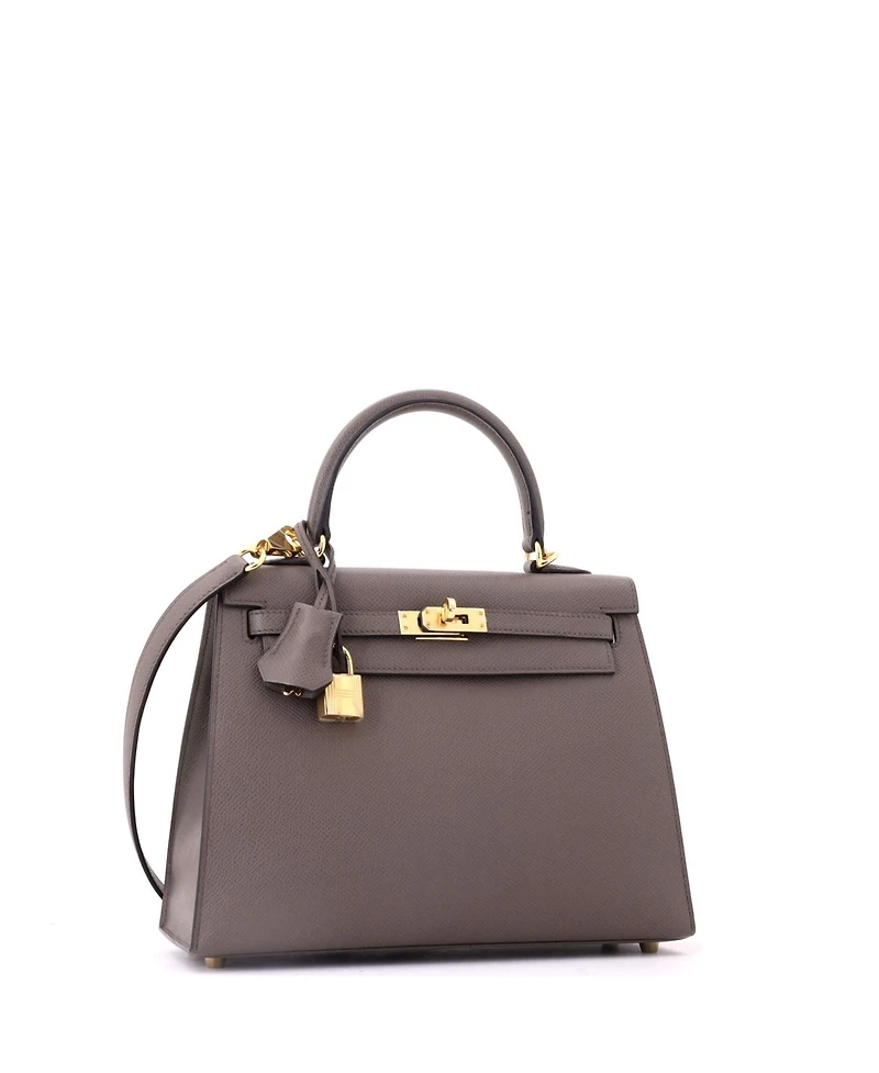 Pre-Owned Hermes Kelly 25 Handbag Grey Epsom with Gold Hardware