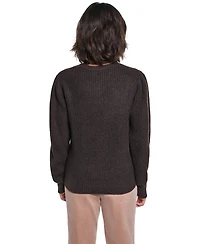 Karl Lagerfeld Paris Women's Cable-Knit Floral Lace Applique Sweater