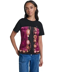 Karl Lagerfeld Paris Women's Jewel Print Crewneck T-Shirt