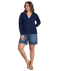 Lands' End Plus Drifter Lite Double Trim Cardigan Sweater