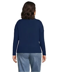 Lands' End Plus Drifter Lite Double Trim Crew Sweater