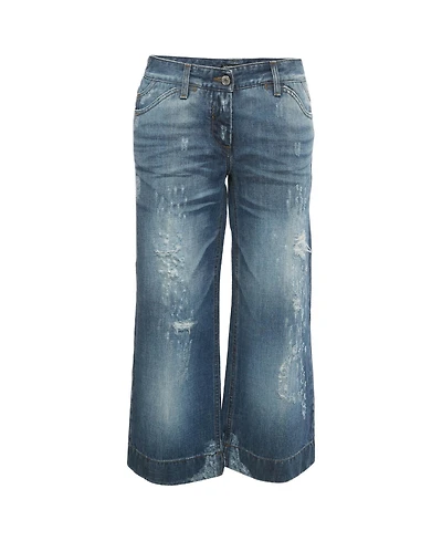 Pre-Owned Dolce & Gabbana Women's Distressed Denim Capri Jeans