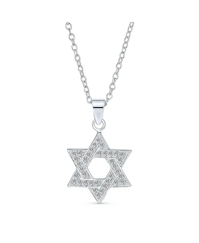 Bling Jewelry Cubic Zirconia Star of David Pendant Necklace 14K Gold Plated Silver Jewish Gift