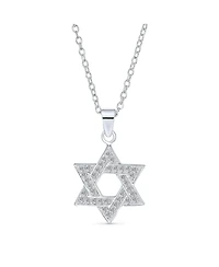 Bling Jewelry Cubic Zirconia Star of David Pendant Necklace 14K Gold Plated Silver Jewish Gift