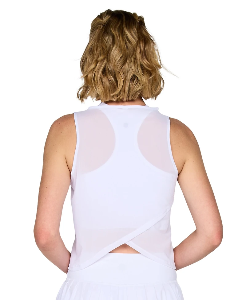 G Lifestyle Clothing Women's Crop Mesh Cross-Back Sleeveless Tee