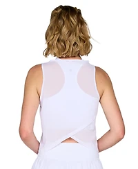 G Lifestyle Clothing Women's Crop Mesh Cross-Back Sleeveless Tee