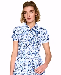 G Lifestyle Clothing Women's Golf Hand-Painted Puffy Short-Sleeve Polo Shirt