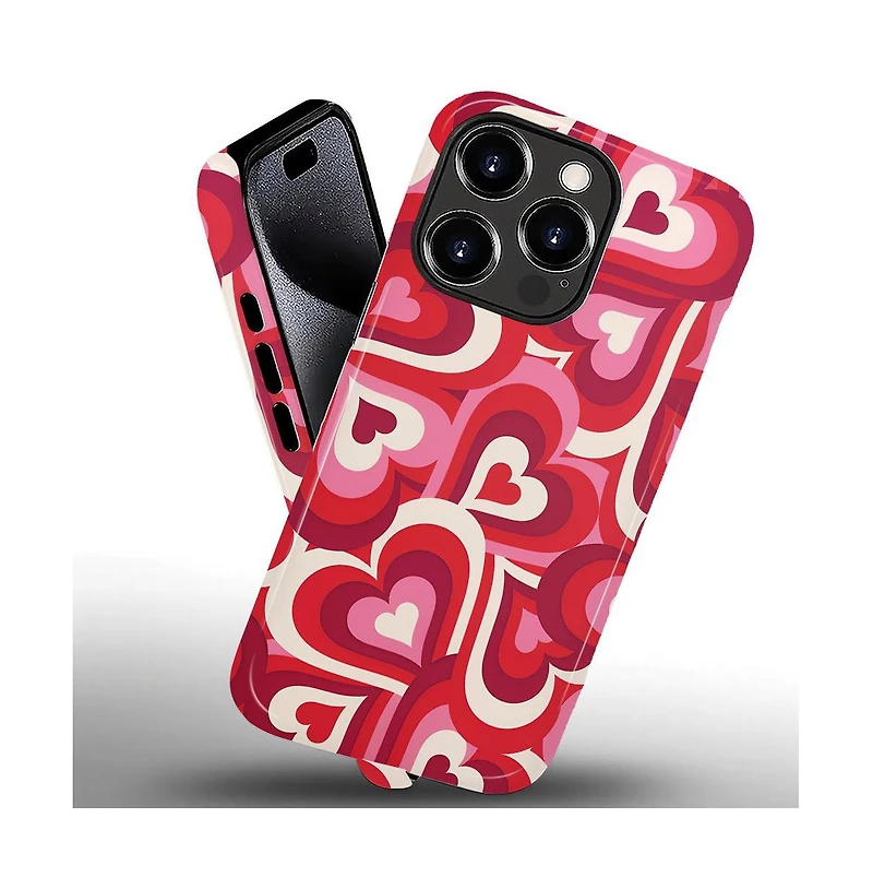 Lisen Retro Hearts Dual-Layer Anti-Slip Phone Case Compatible with Apple iPhone 15