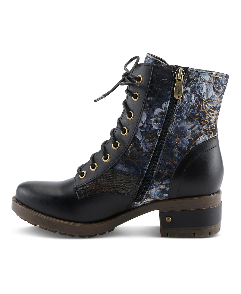 L`Artiste Women's Marty-flow Lace-up Boots with Tapestry Detail