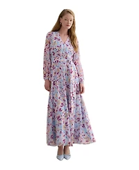 Hobbs London Women's Thea V-Neck Long Sleeve Maxi Dress