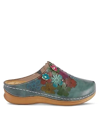L'Artiste Women's Spring Step Augi Open Back Clog with Hand-Painted Leather