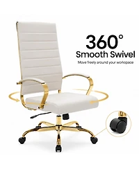 LeisureMod Benmar High-Back Leather Conference Desk Office Chair with Frame, Adjustable, Swivel and Tilt