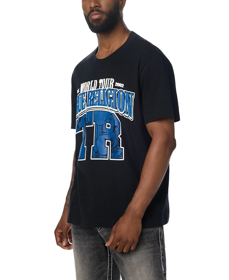 True Religion Men's Arched Logo Buddha Graphic Regular-Fit Puff-Print T-Shirt