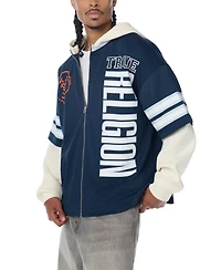 True Religion Men's Y2K Football Jersey Zip Hoodie