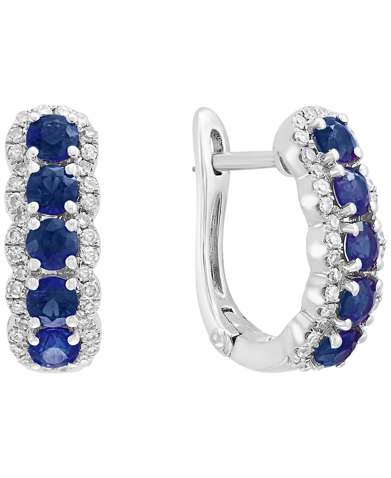 Effy Collection Sapphire (1-1/4 ct. t.w.) & Diamond (1/4 ct. t.w.) Earrings in 14k White Gold