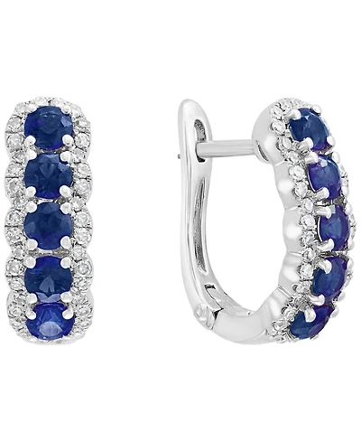 Effy Collection Sapphire (1-1/4 ct. t.w.) & Diamond (1/4 ct. t.w.) Earrings in 14k White Gold