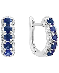 Effy Collection Sapphire (1-1/4 ct. t.w.) & Diamond (1/4 ct. t.w.) Earrings in 14k White Gold