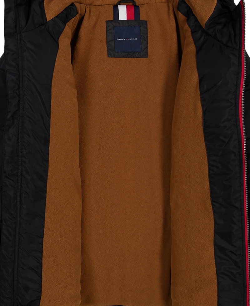 Tommy Hilfiger Boys' 4-7 Sleeve Logo Puffer Hooded Water-Resistant Jacket