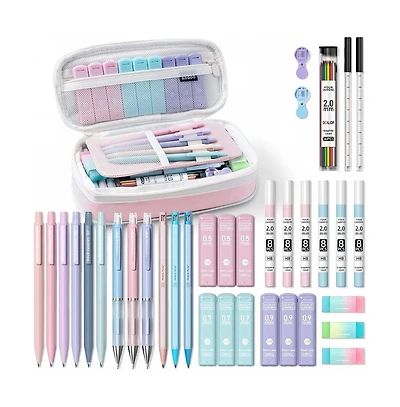 Four Candies 36Pieces Aesthetic School Supplies, Mechanical Pencils 0.5/0.7/0.9/2.0mm with 624 Lead Refills