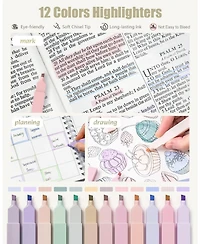 Four Candies 39Pieces Aesthetic Stationery Set w/Case, 12 Highlighters, 5 Gel Pens, 6 Pencils