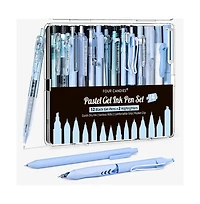 Four Candies Writing Ink Pens with 2Pack Highlighter, Retractable 0.5mm Smooth Fine Point Pens