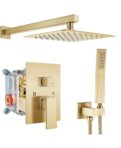 Cyqbd 10" Rainfall Shower System Wall Mounted Mixer Set
