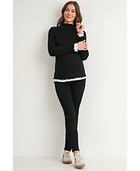 Hello Miz Maternity Ribbed Mock Neck Long-Sleeve Tunic