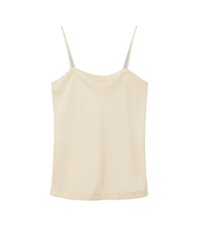 Mango Women's Satin Lace-Trim Pajama Top