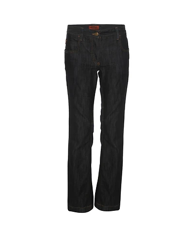 Pre-Owned Missoni Women's Mid-Rise Flared Denim Jeans with Chevron Detail