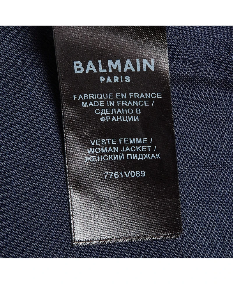 Pre-Owned Balmain Women's Crepe And Satin Collar Tie Up Blazer