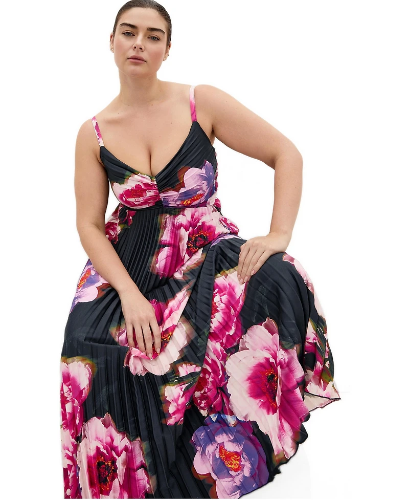 City Chic Women's Ariana Print Pleat Maxi Dress