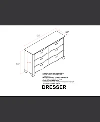 Kings Brand Furniture Engineered Wood and Contemporary Design Brielle 6-Drawer Dresser with Mirror