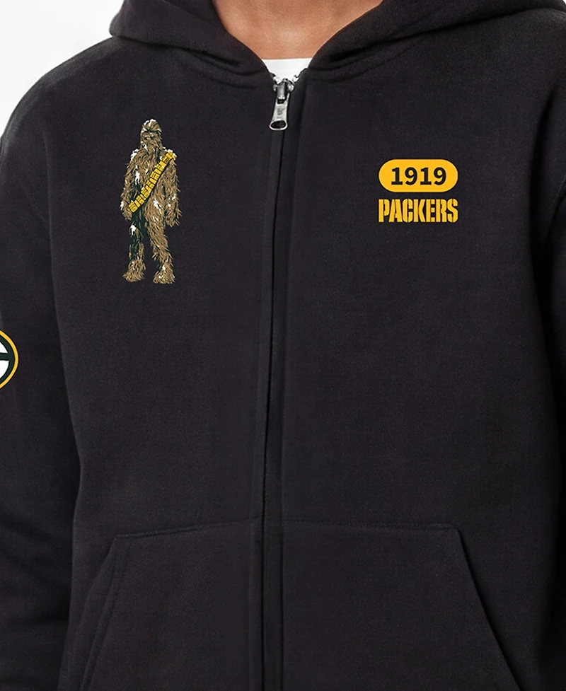 Champion Big Boys and Girls Black Green Bay Packers Disney X Full-Zip Hoodie
