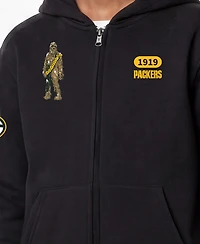 Champion Big Boys and Girls Black Green Bay Packers Disney X Full-Zip Hoodie