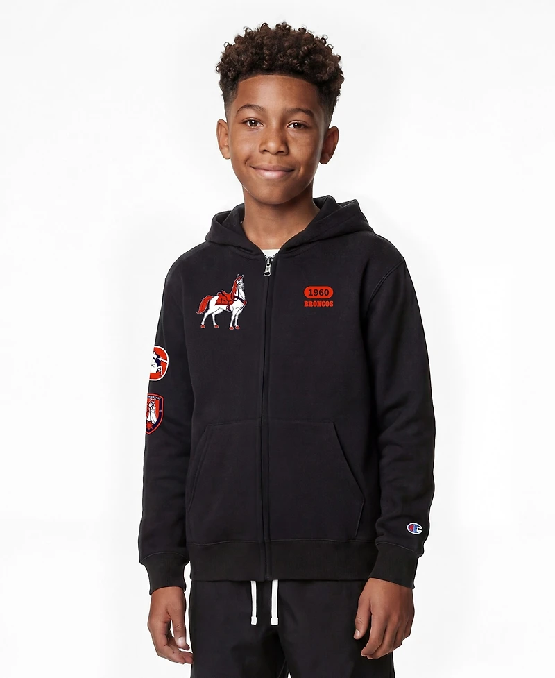 Champion Big Boys and Girls Black Denver Broncos Disney X Full-Zip Hoodie