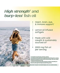 MegaFood Burp-less Omega 3 Fish Oil Heart Brain and Immune Support 90 Softgels