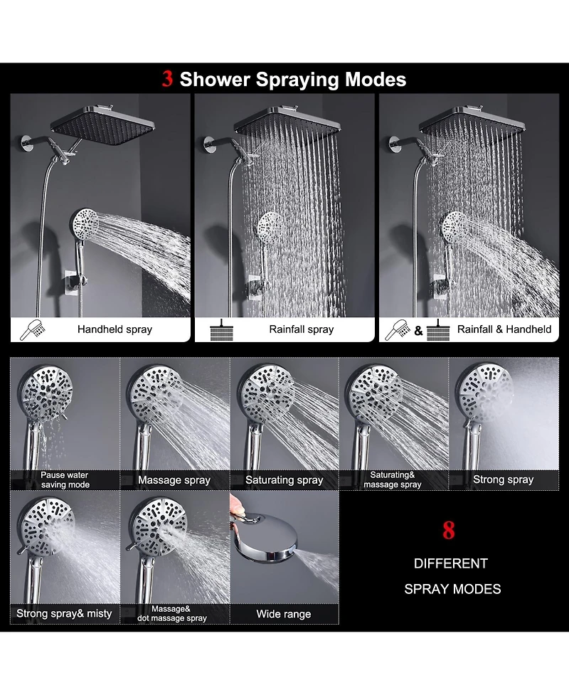 Cyqbd 14" Rain Shower Head Handheld Set Classic Multi-function