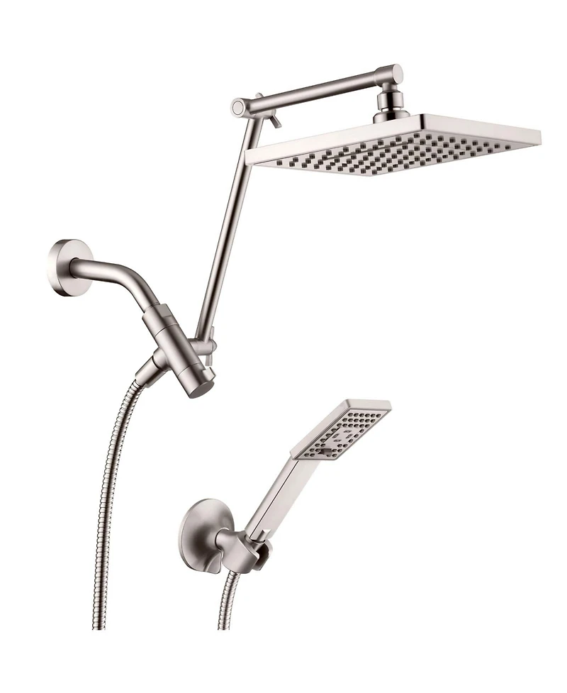 Cyqbd 8" Rain Shower Head Double Extension Arm Dual Handheld Set