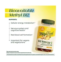 MegaFood Vitamin B12 Energy Gummies Methyl B12 Gummies 70 Ginger Gummies