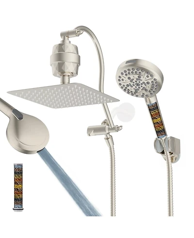 Cyqbd 10'' Metal Rainfall Shower Head Handheld Filtered Extension Arm Hose Spray with Filter