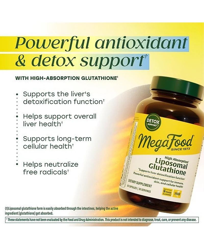 MegaFood High Absorption Liposomal Glutathione Detox Support 60 Capsules