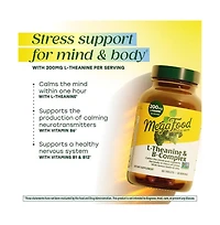 MegaFood L-Theanine and Vitamin B Complex 200mg Methyl B12 Folate Zinc Lemon Balm 60 Ct