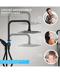 Cyqbd 8'' Dual Shower Head Rain Handheld Spray Adjustable Height Pause