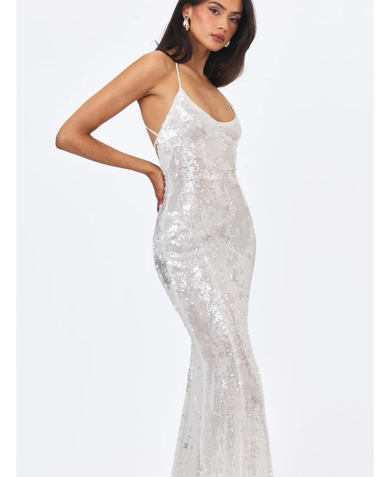 Miss Circle Women's Cameron Sequin Scoop-Neck Mermaid Maxi Dress