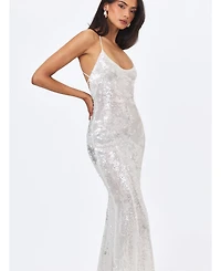 Miss Circle Women's Cameron Sequin Scoop-Neck Mermaid Maxi Dress