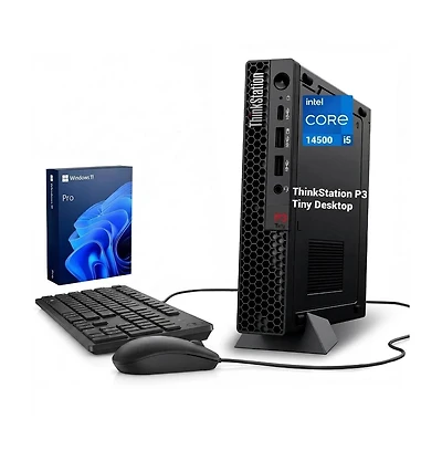 Lenovo ThinkStation Business Mini Desktop, Intel Core i5-14500, Intel Uhd Graphics, 16GB DDR5, 512GB Ssd, Wired Keyboard and Mouse, Win11 Pro, Black