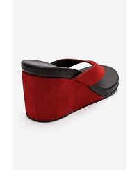 Forever and Always Shoes Women's Pryon Leather Thong Wedge Sandal